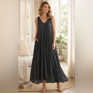 Soft Surroundings La Paz gray crinkled swing dress
